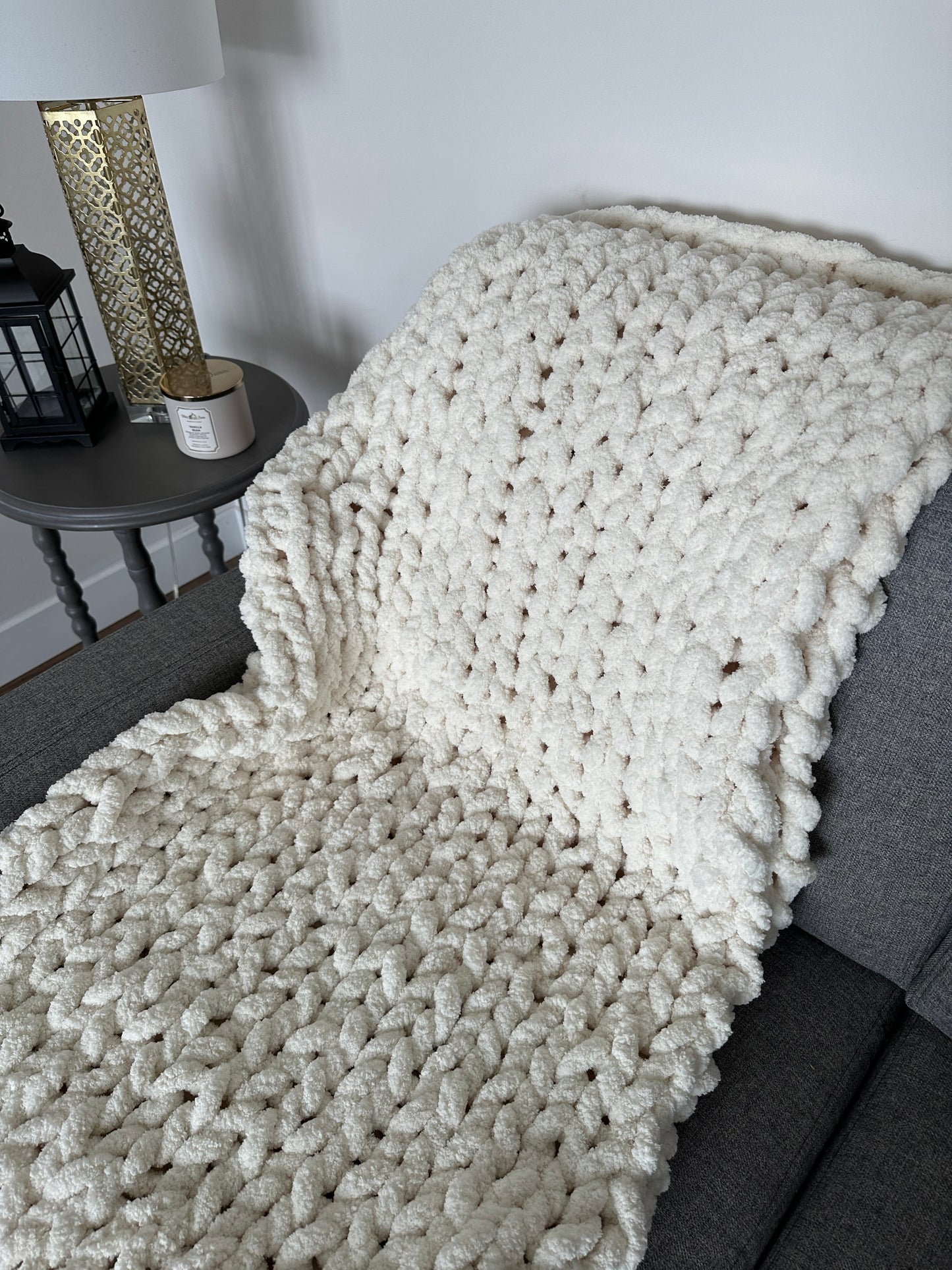 Chunky Knit Blanket - Vintage White