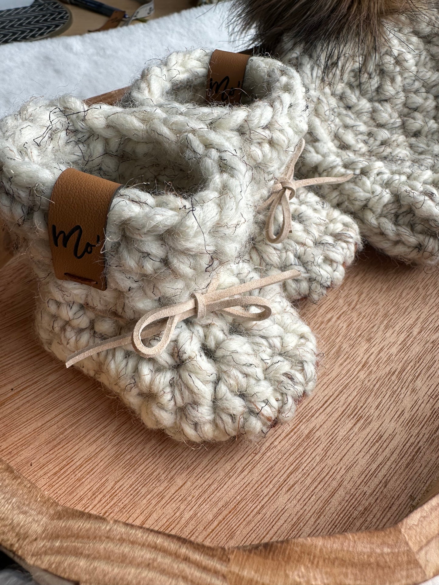 Newborn Acrylic/Wool Hat & Booties
