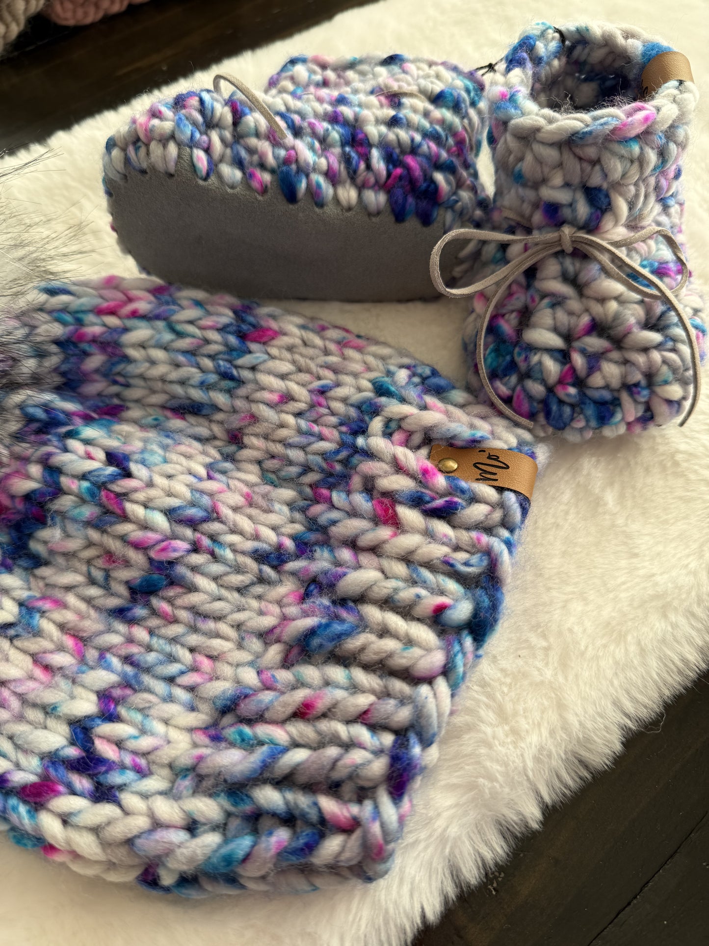 12-18 Months Booties & Toddler Hat Set