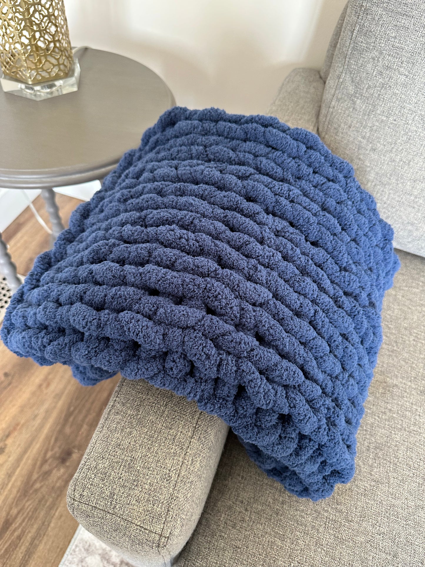 Chunky Knit Blanket - Blue