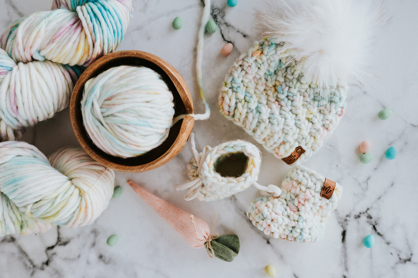 NEWBORN Booties & NEWBORN Hat Set