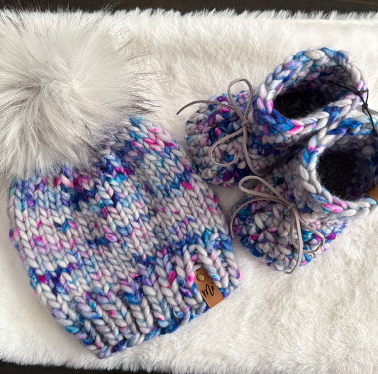 12-18 Months Booties & Toddler Hat Set