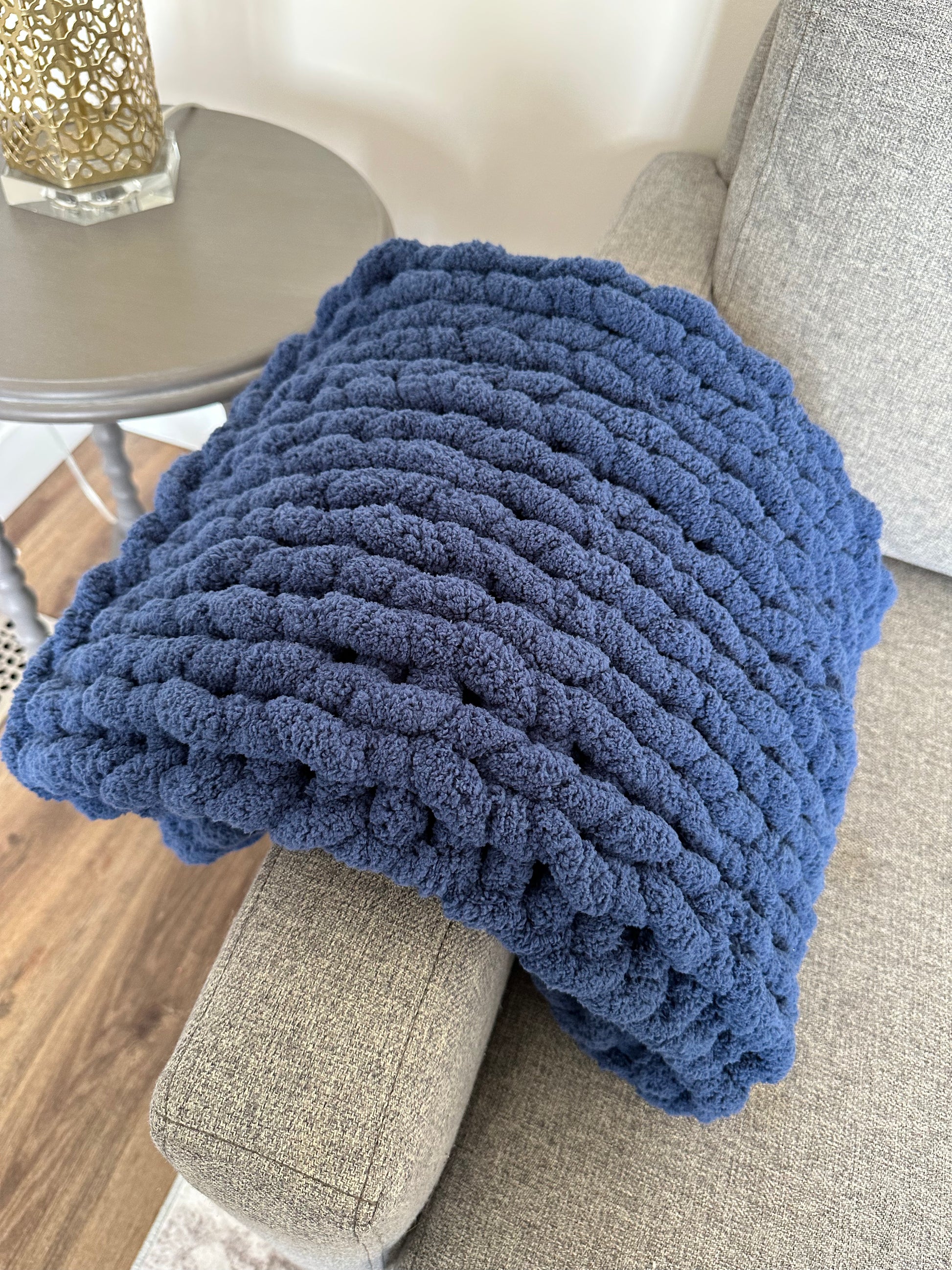 Chunky Knit Blanket Blue