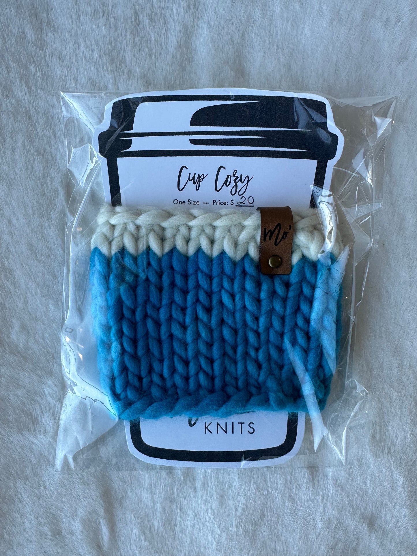 Luxury Cup Cozy - Blue & White